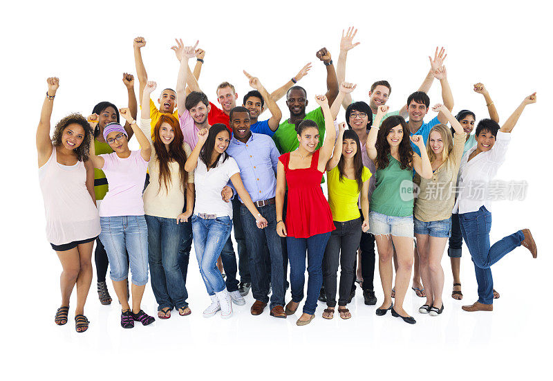 Cheerful group of young people from various ethnicities重复图片